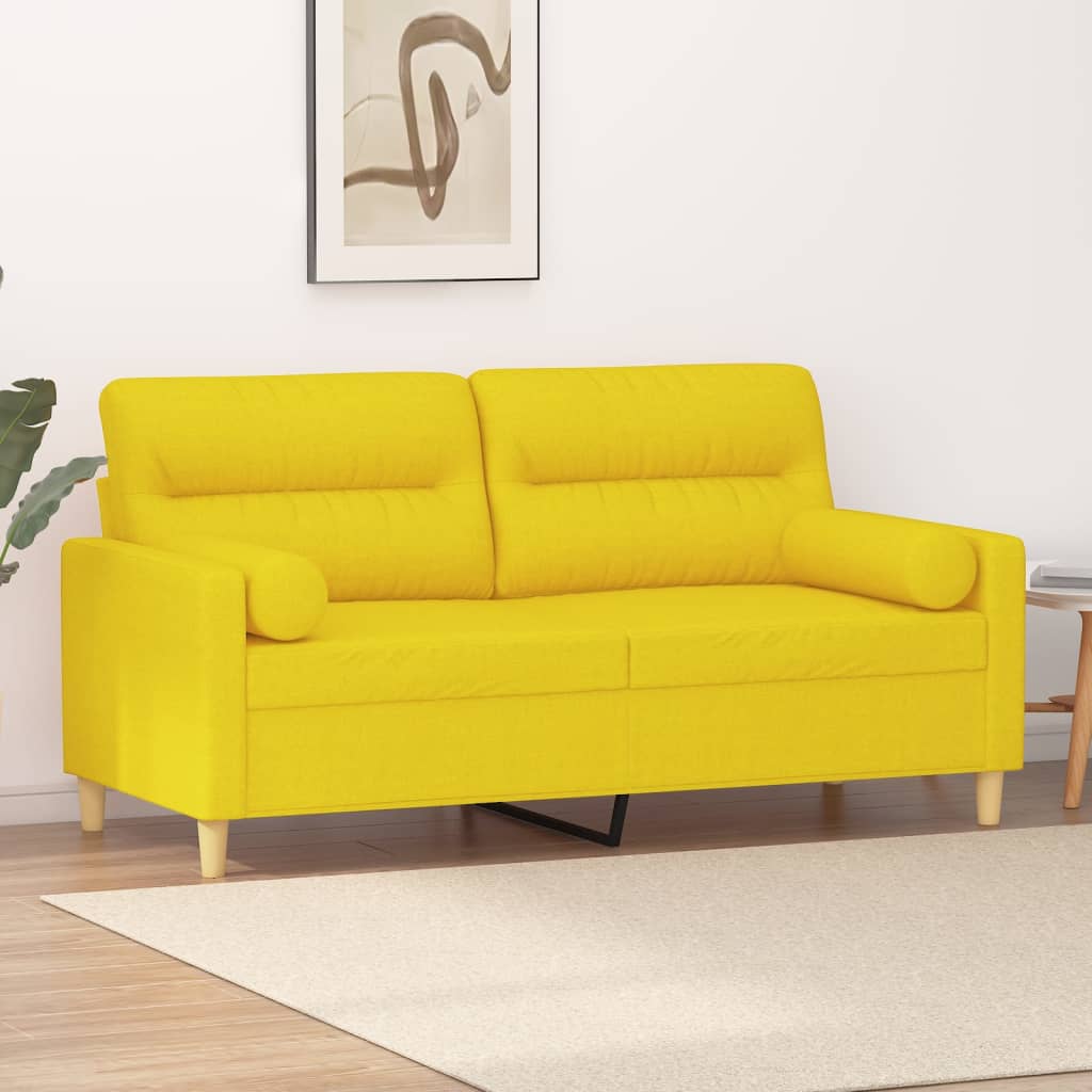 Tweezitsbank met sierkussens 140 cm stof lichtgeel is nu te koop bij PeponiXL, paradijselijk wonen!