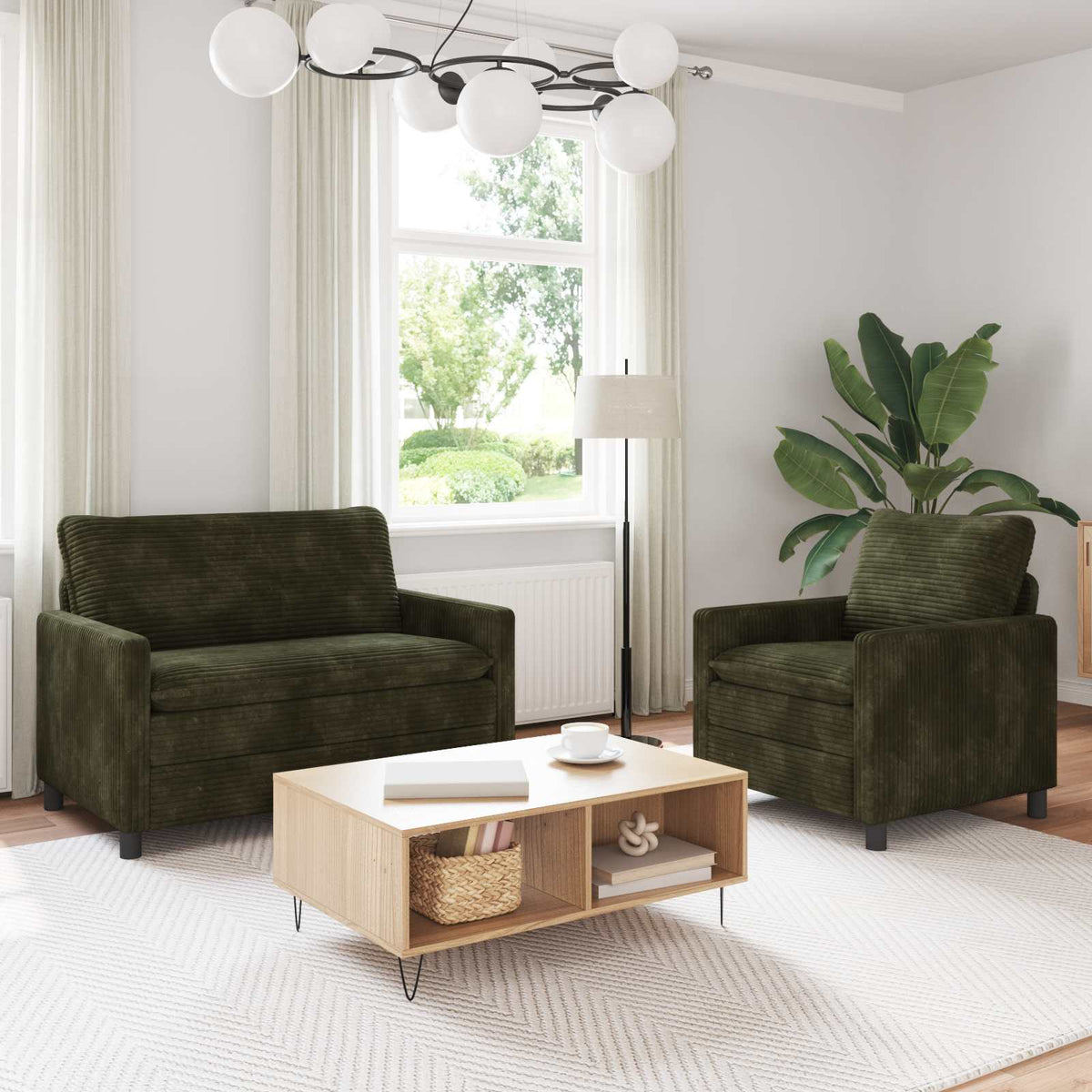 Bankstel 2 pcs Groen Polyester is nu te koop bij PeponiXL, paradijselijk wonen!