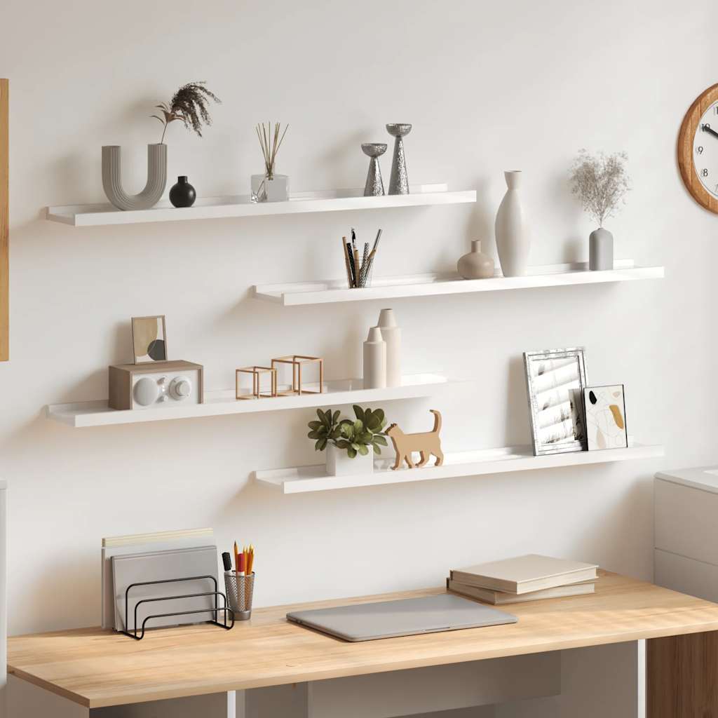 Wandschappen 4 st 80x9x3 cm hoogglans wit is nu te koop bij PeponiXL, paradijselijk wonen!
