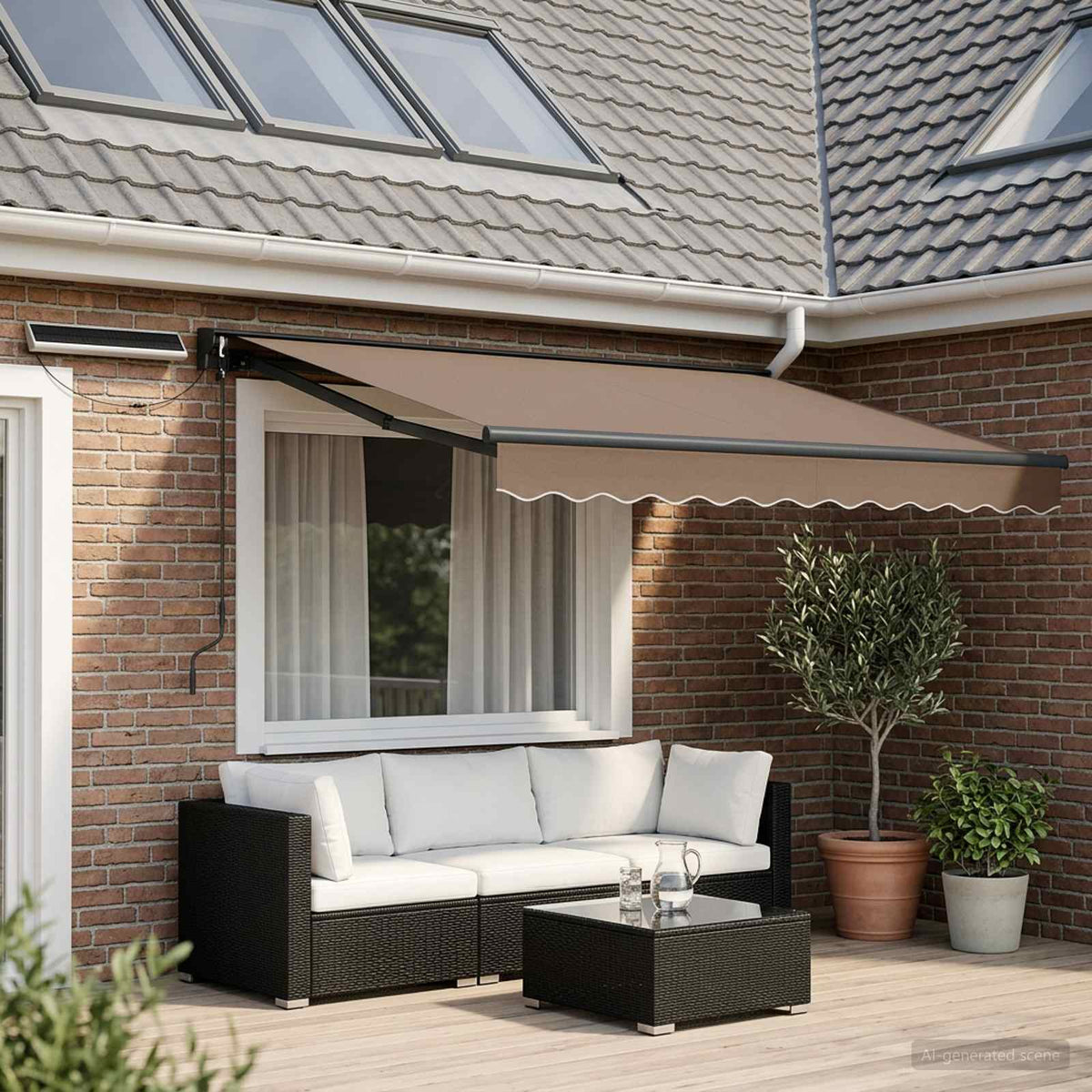 Elektrisch Uittrekbaar Zonnescherm Taupe 3,5 x 2,5 m is nu te koop bij PeponiXL, paradijselijk wonen!