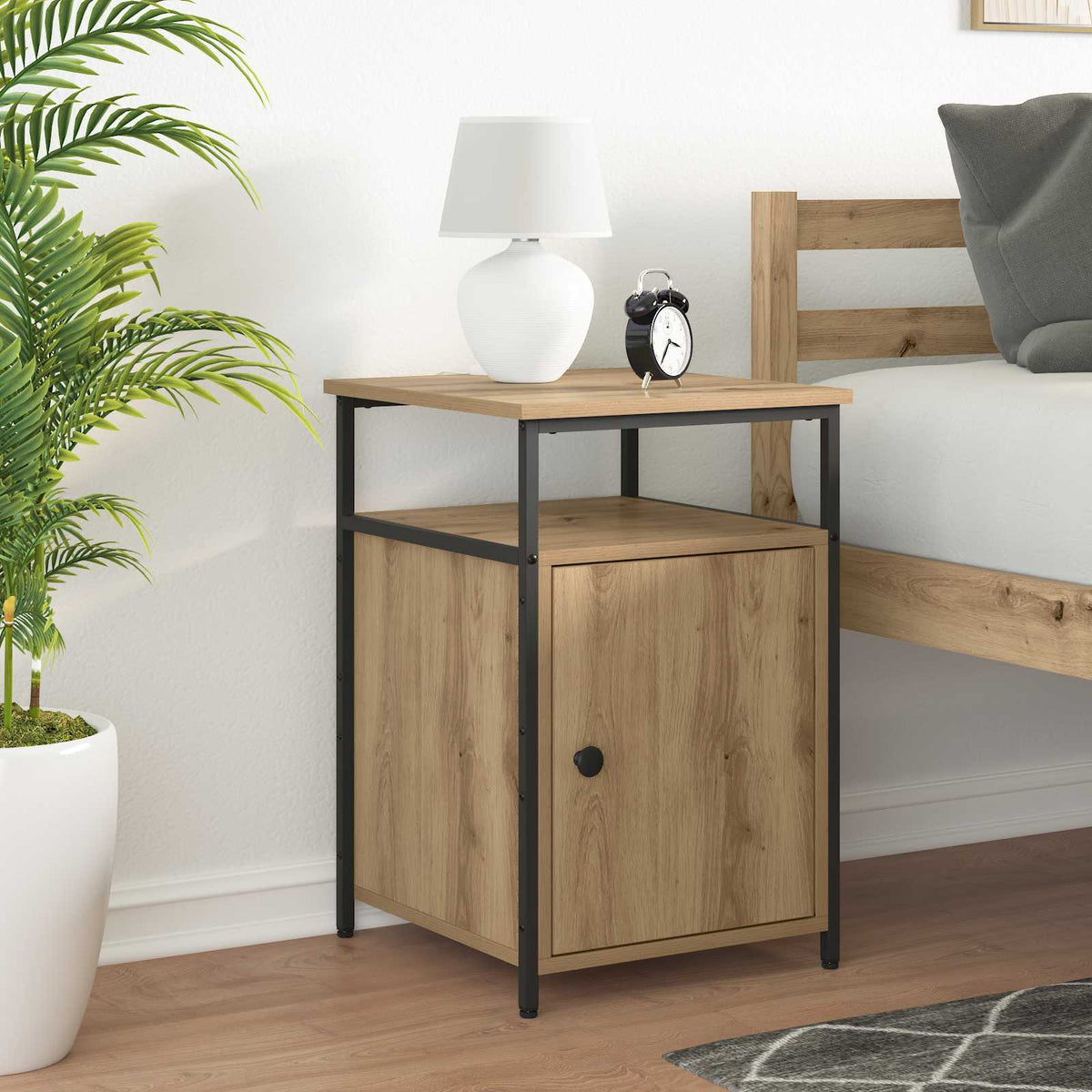 Nachtkastje 2 st artisanaal eikenkleurig Bewerkt hout is nu te koop bij PeponiXL, paradijselijk wonen!