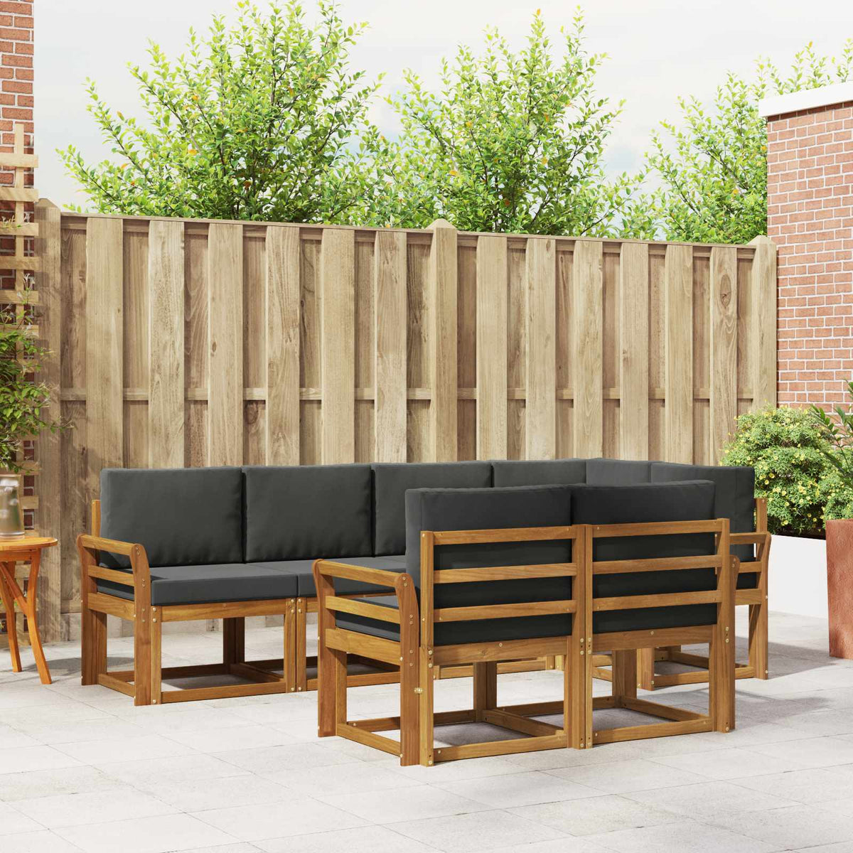 Buiten bankenset met kussen 7 pcs Natuurlijk en Antraciet is nu te koop bij PeponiXL, paradijselijk wonen!