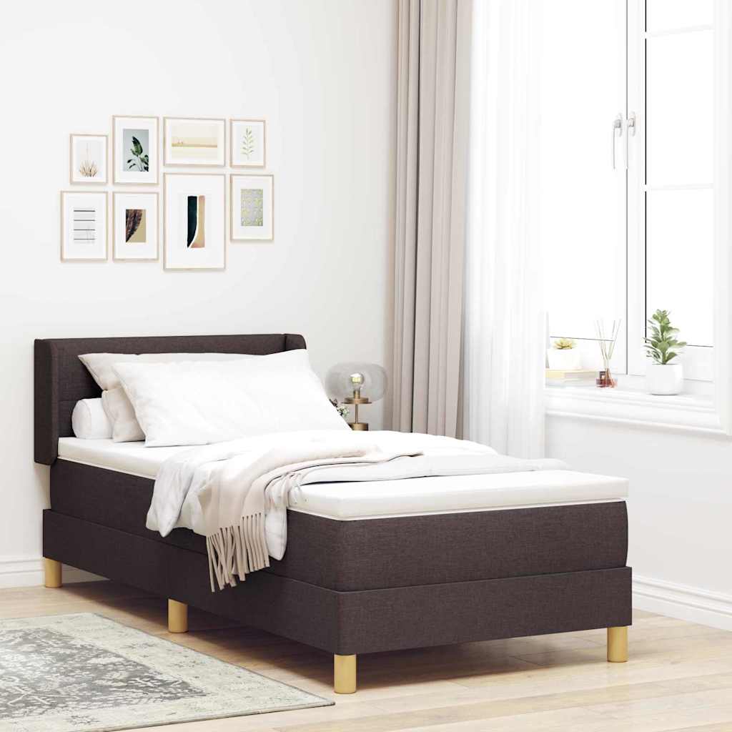 Boxspringbed met matras Donkerbruin 190 x 90 cm Stof is nu te koop bij PeponiXL, paradijselijk wonen!