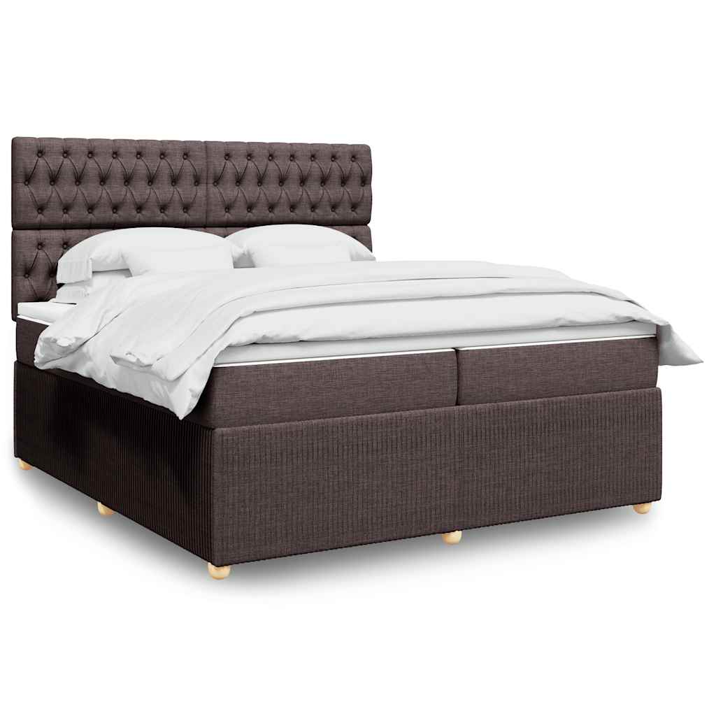 Boxspring met matras stof donkerbruin 200x200 cm is nu te koop bij PeponiXL, paradijselijk wonen!