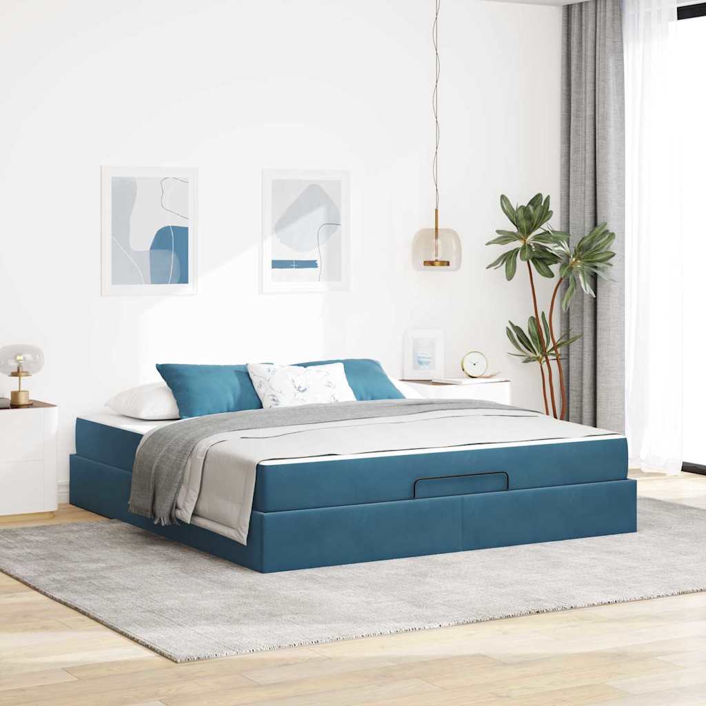 Bedframe met matras 2 pcs Blauw Fluweel is nu te koop bij PeponiXL, paradijselijk wonen!