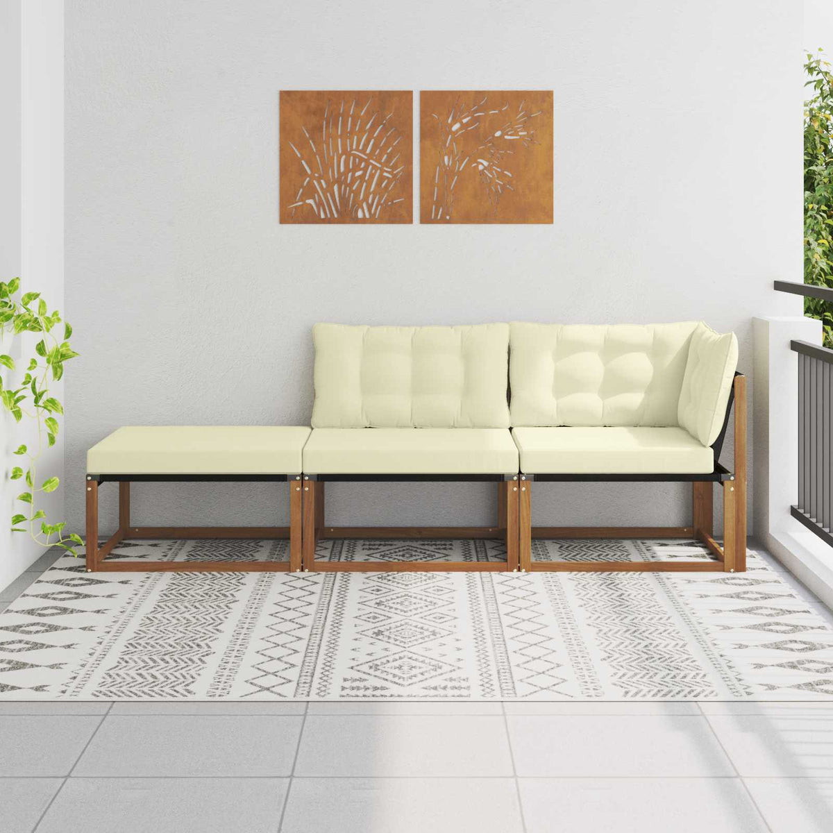 Tuin Sectiesofa Eenheden met kussen 3 Stuk Naturel is nu te koop bij PeponiXL, paradijselijk wonen!