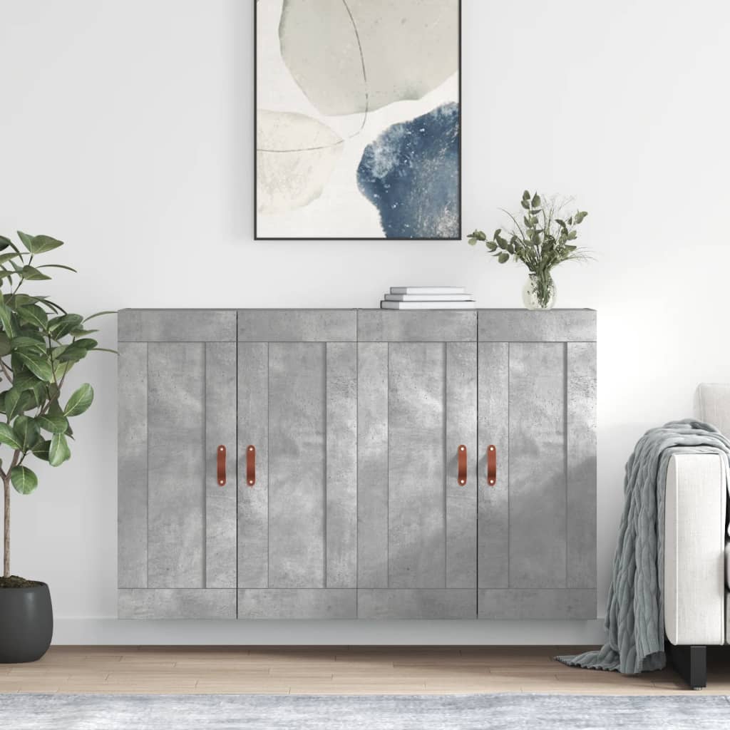 Hangkasten 2 st bewerkt hout betongrijs is nu te koop bij PeponiXL, paradijselijk wonen!
