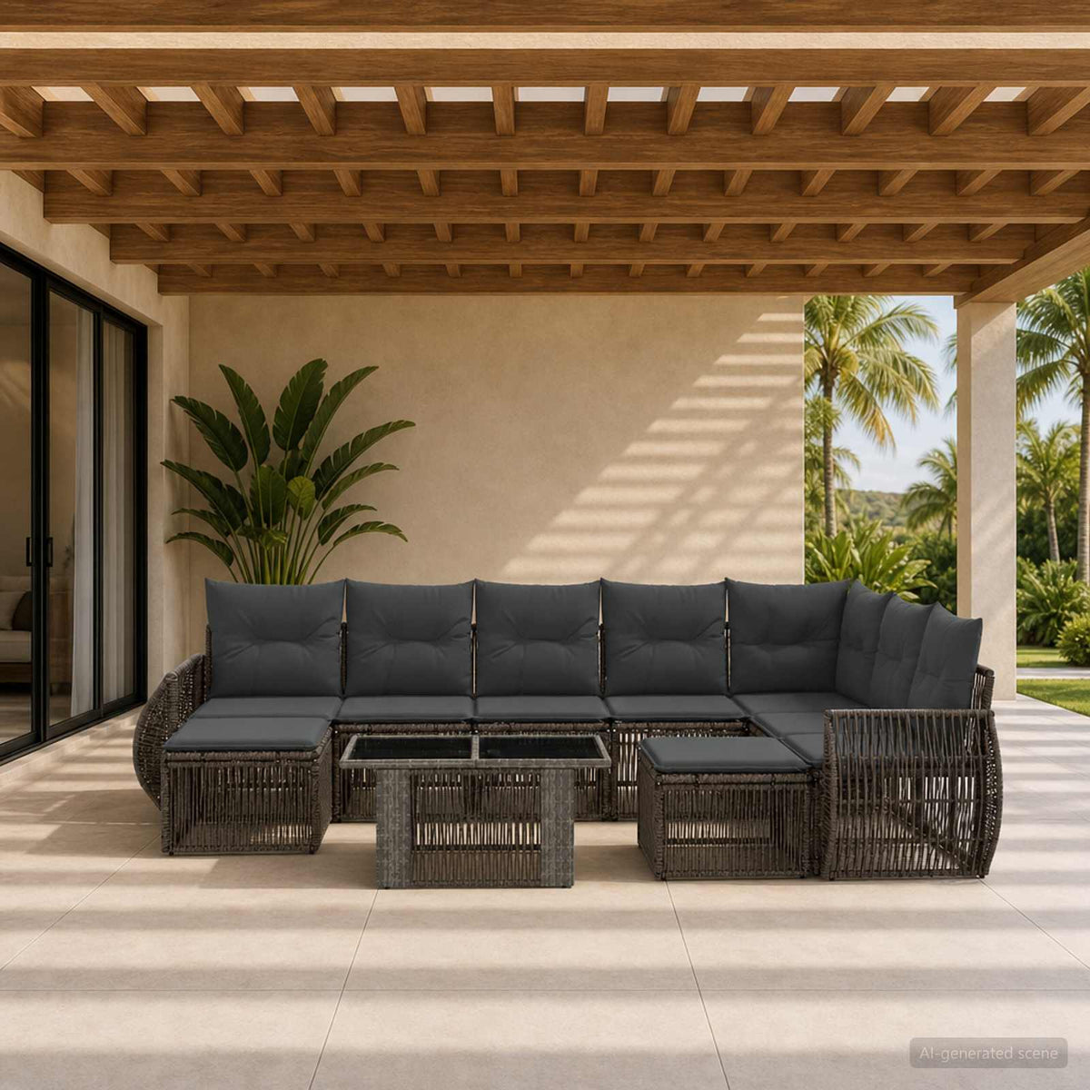 Tuinbankenset 10 st Grijs en Donkergrijs poly rattan is nu te koop bij PeponiXL, paradijselijk wonen!