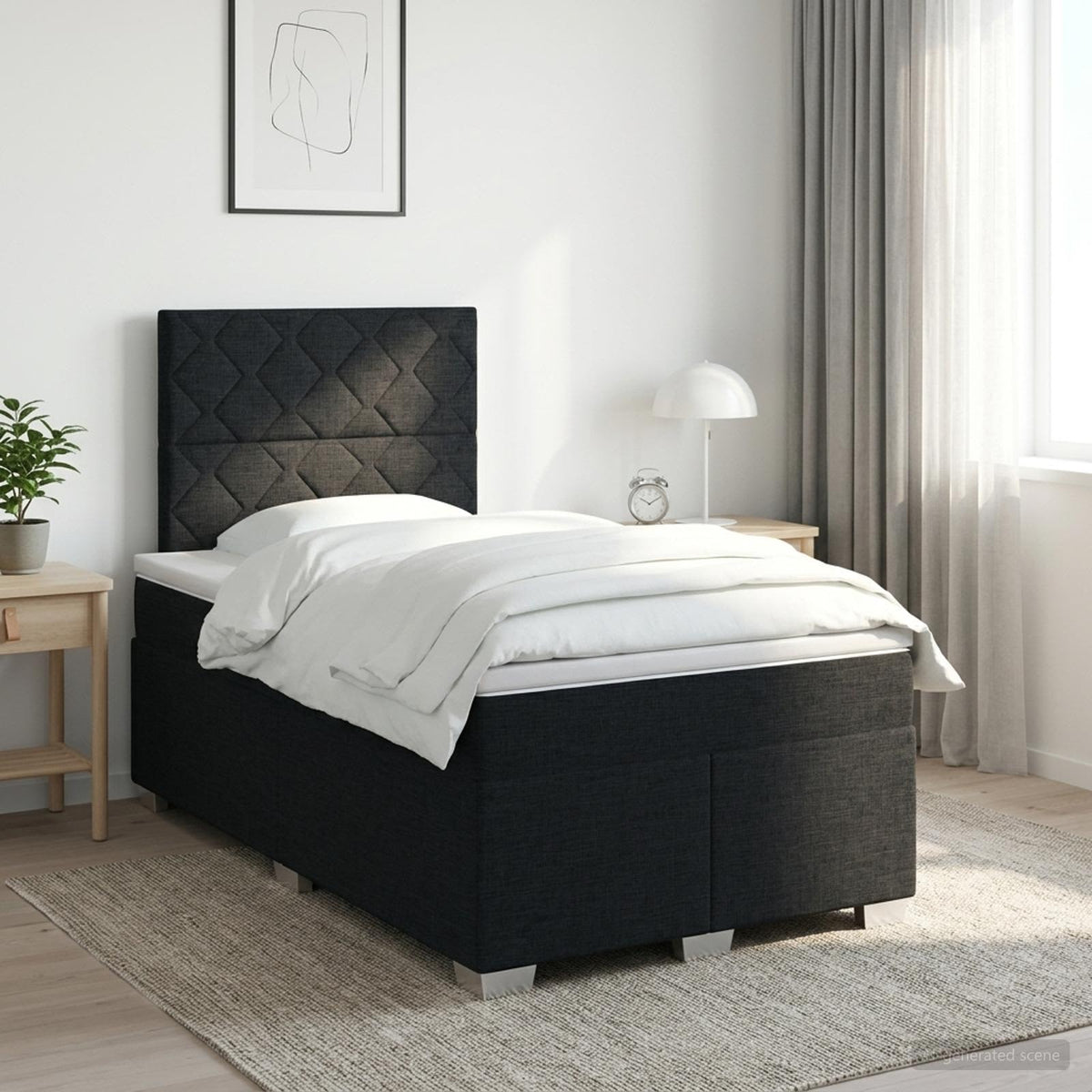 Boxspringbed met matras met hoofdeinde Zwart 120 x 200 cm Stof is nu te koop bij PeponiXL, paradijselijk wonen!