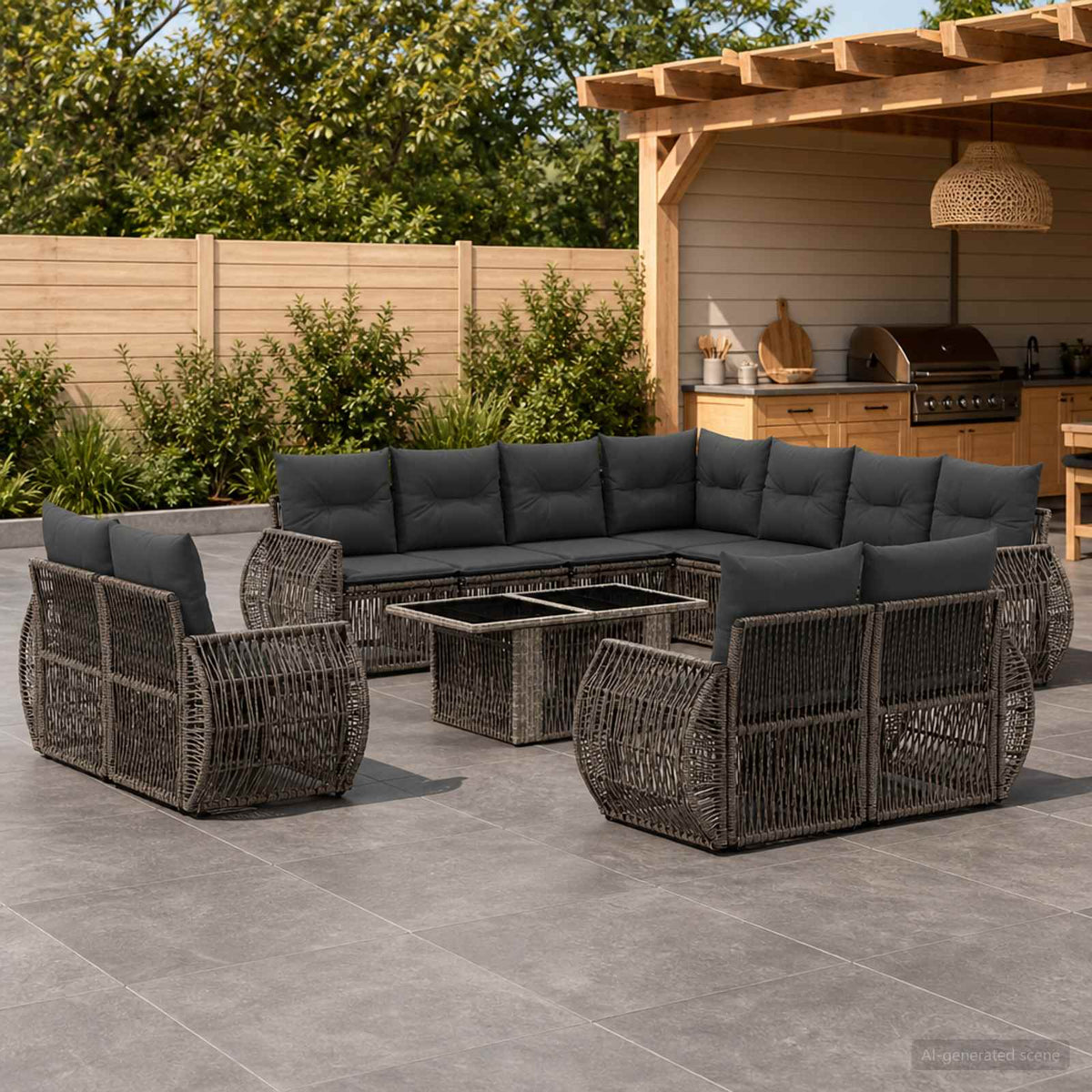 Tuinbankenset 12 st Grijs en Donkergrijs poly rattan is nu te koop bij PeponiXL, paradijselijk wonen!