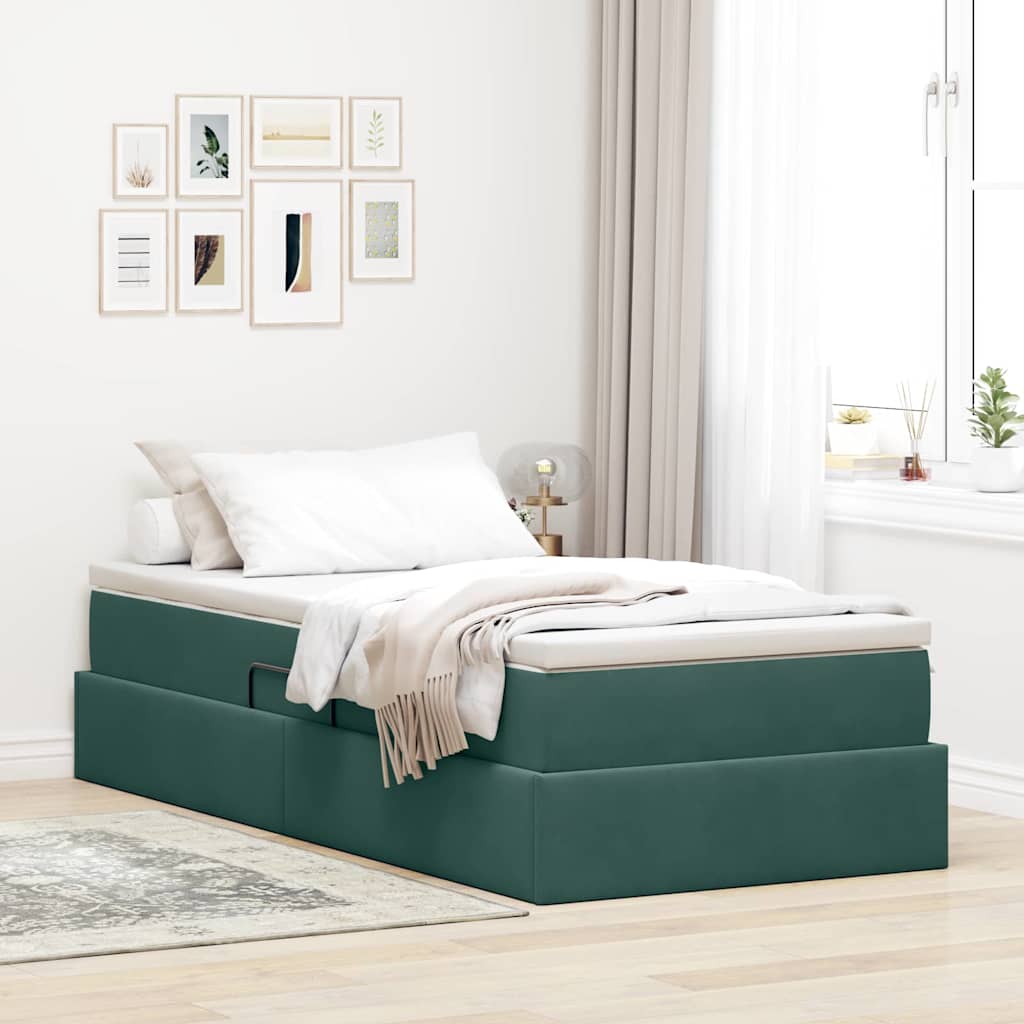 Opbergbed met matras met matras Donkergroen 90 x 200 cm Fluweel is nu te koop bij PeponiXL, paradijselijk wonen!