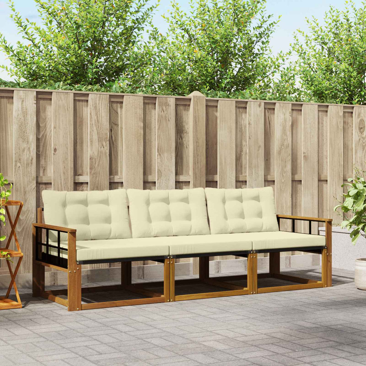 Buiten bankenset met kussen 3 pcs Natuurlijk en Crème is nu te koop bij PeponiXL, paradijselijk wonen!