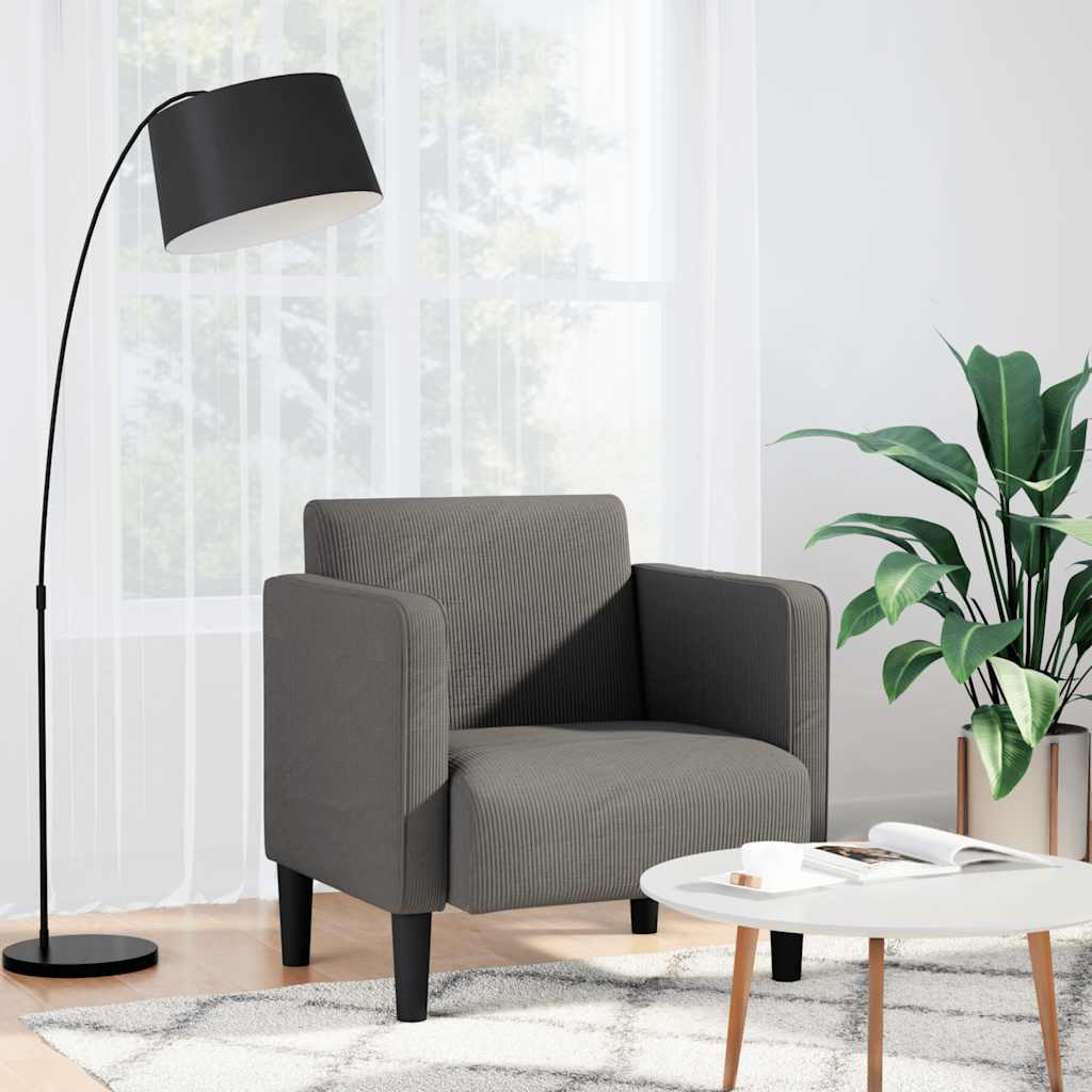 Fauteuil met armleuningen 54 cm corduroy stof lichtgrijs is nu te koop bij PeponiXL, paradijselijk wonen!