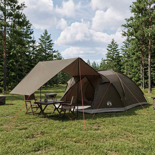 Huisje Tent met dak Bruin grijs 8-persoons Polyester en staal is nu te koop bij PeponiXL, paradijselijk wonen!