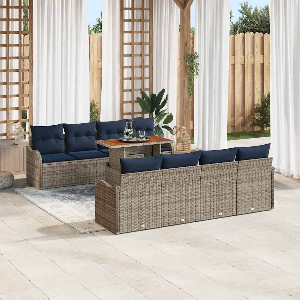 Tuin Sofa Set 7 st grijs en marineblauw is nu te koop bij PeponiXL, paradijselijk wonen!
