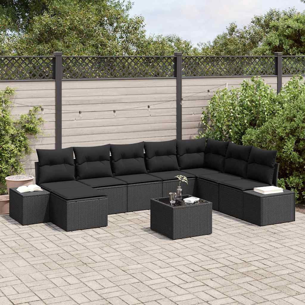 Tuin Sofa Set met kussen met opslag 8 pcs Zwart poly rattan is nu te koop bij PeponiXL, paradijselijk wonen!
