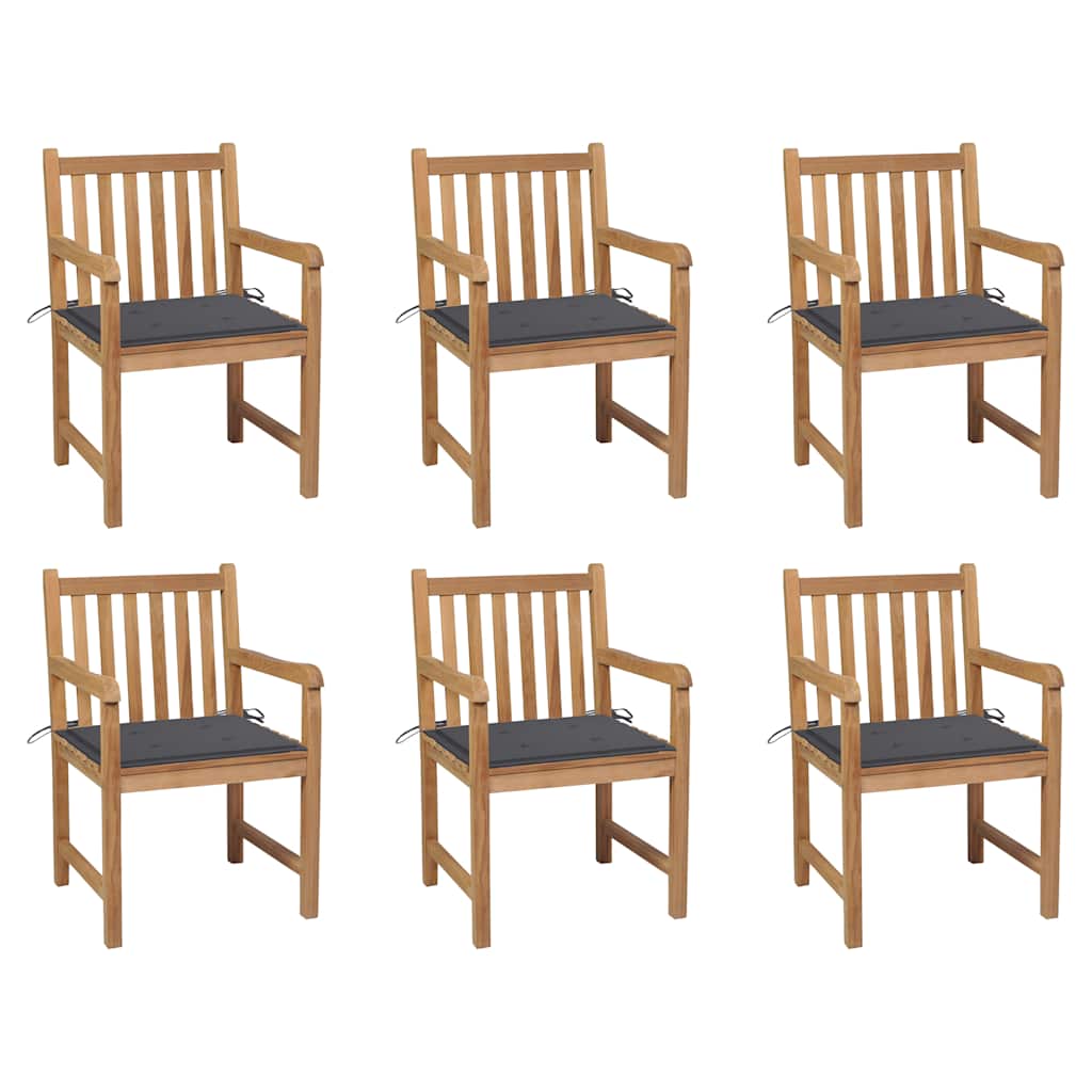 Tuinstoelen 6 st met antracietkleurige kussens massief teakhout is nu te koop bij PeponiXL, paradijselijk wonen!