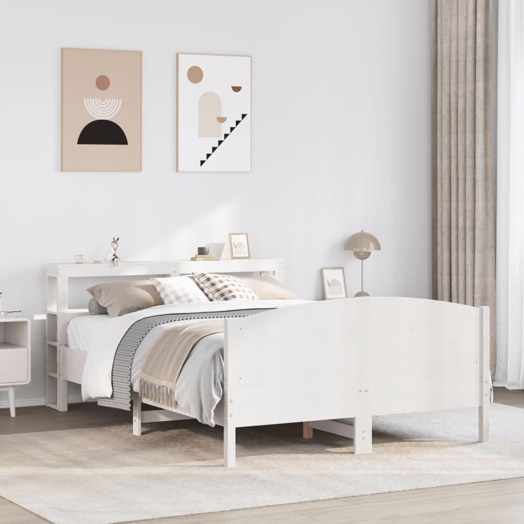 Bedframe zonder matras massief grenenhout wit 140x190 cm is nu te koop bij PeponiXL, paradijselijk wonen!