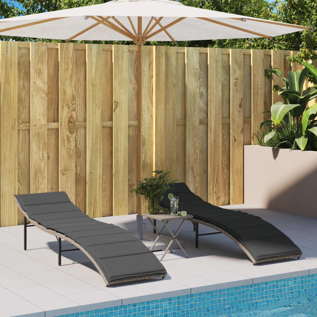 Ligbedden 2 st met kussens poly rattan lichtgrijs is nu te koop bij PeponiXL, paradijselijk wonen!
