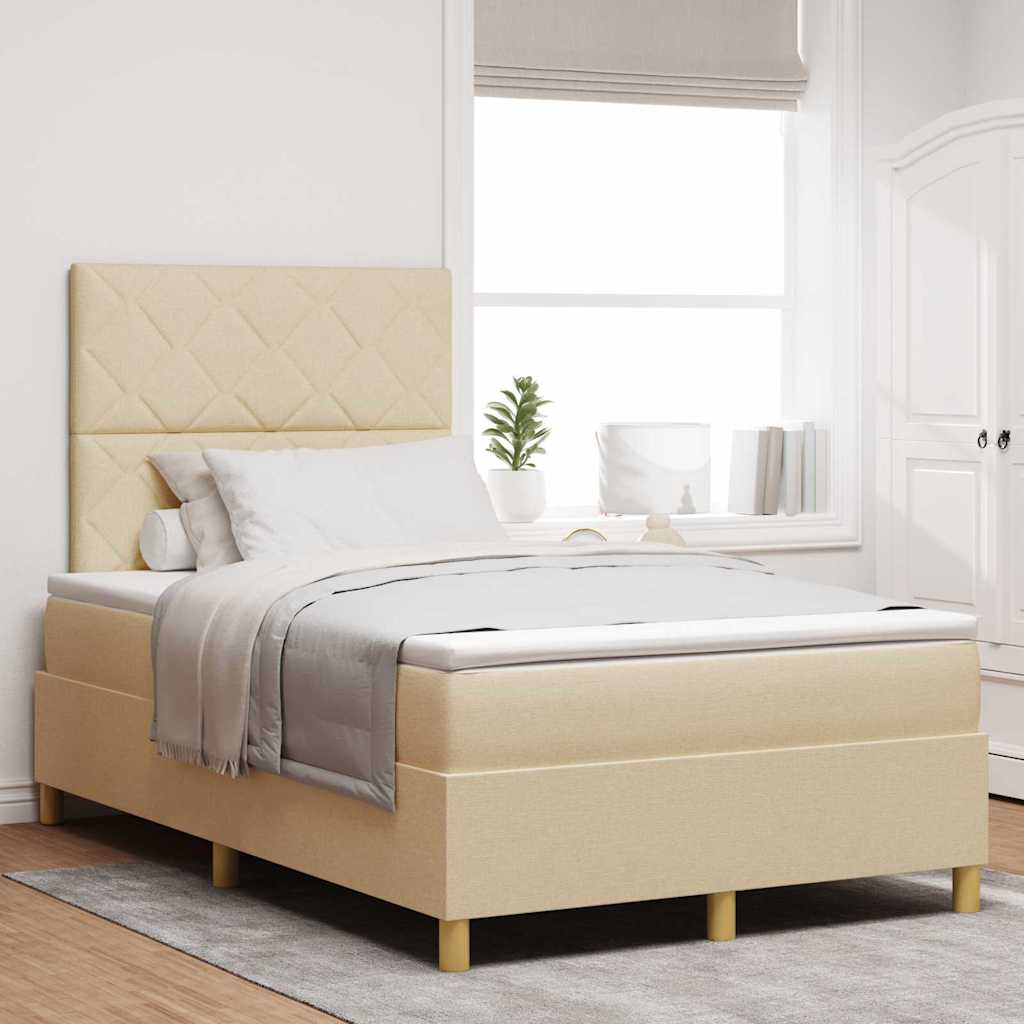 Boxspringbed met matras met hoofdeinde Crème 120 x 200 cm Stof is nu te koop bij PeponiXL, paradijselijk wonen!