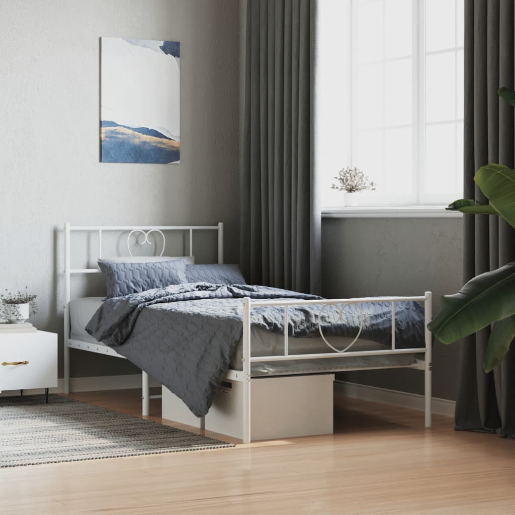 Bedframe met hoofd- en voeteneinde metaal wit 75x190 cm is nu te koop bij PeponiXL, paradijselijk wonen!