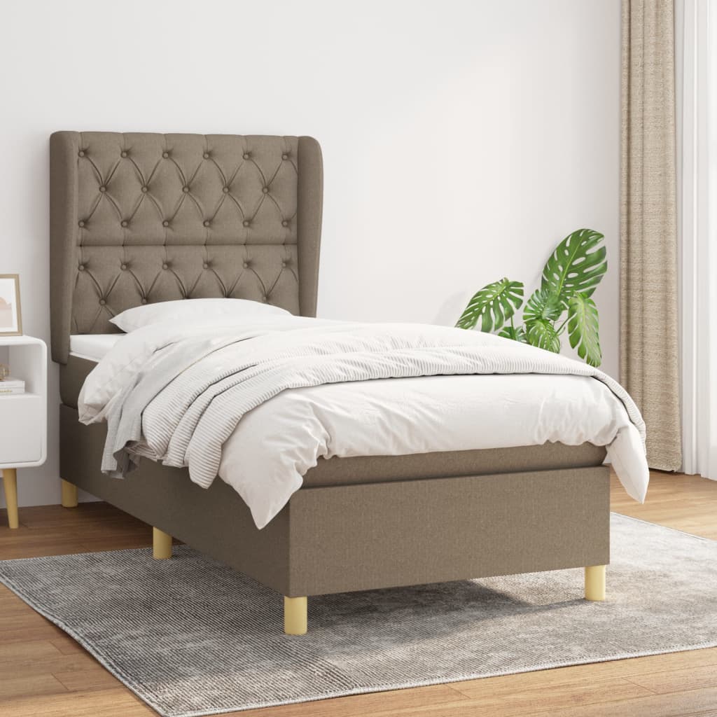 Boxspring met matras stof taupe 80x200 cm is nu te koop bij PeponiXL, paradijselijk wonen!
