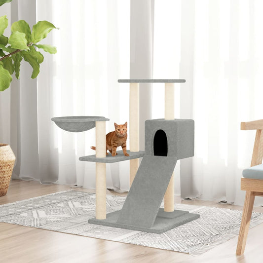 Kattenmeubel met sisal krabpalen 82 cm lichtgrijs is nu te koop bij PeponiXL, paradijselijk wonen!