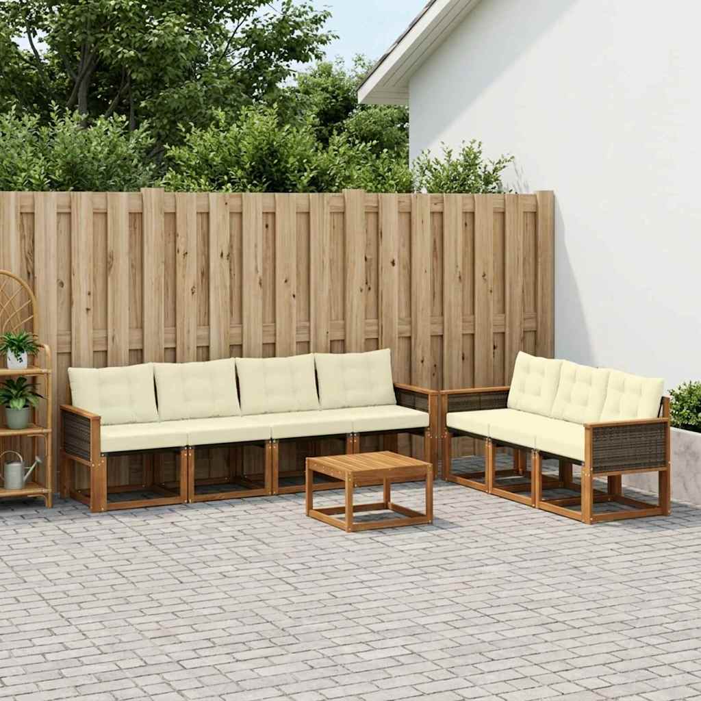 Buiten bankenset met kussen 8 pcs Natuurlijk en Crème is nu te koop bij PeponiXL, paradijselijk wonen!