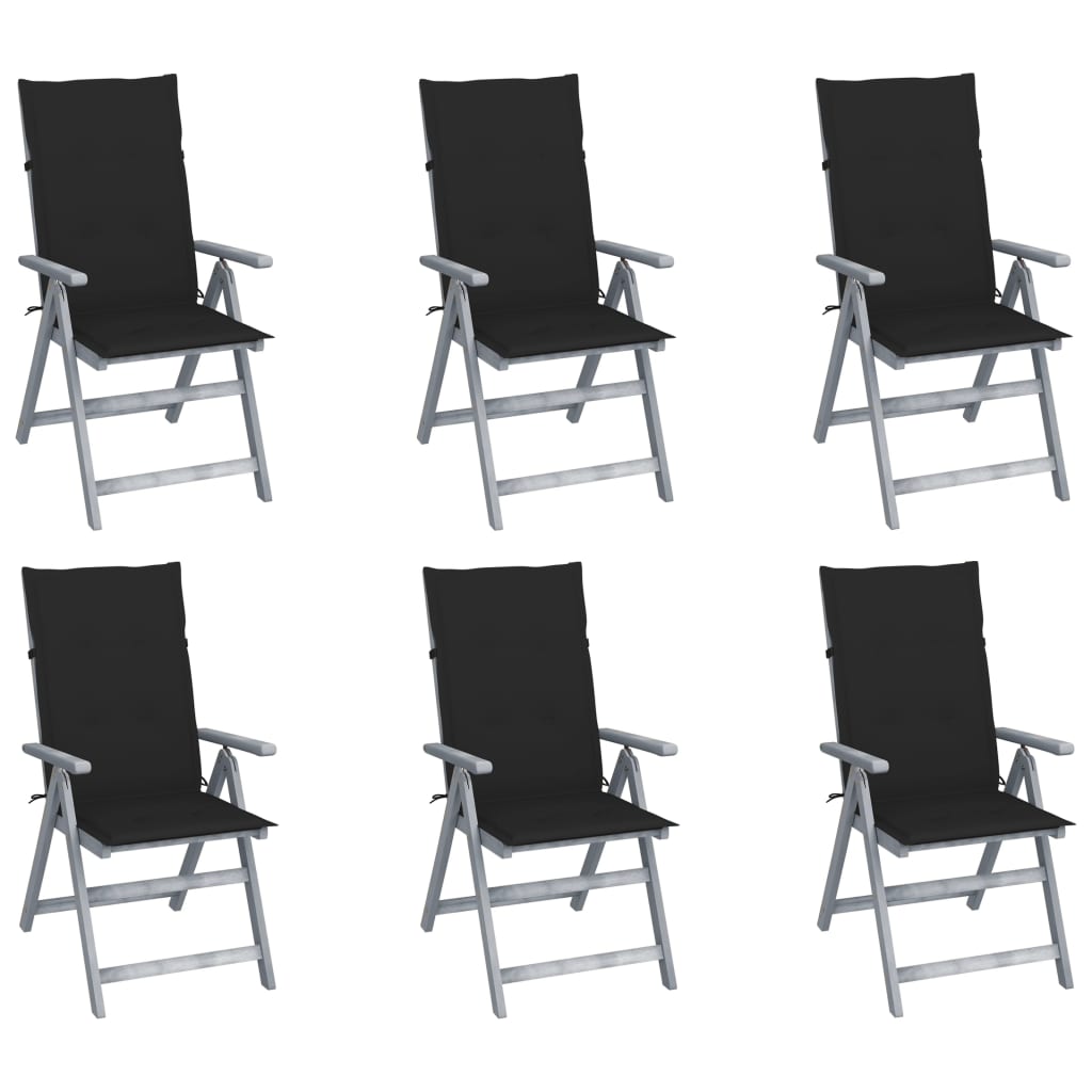 Tuinstoelen 6 st verstelbaar met kussens massief acaciahout is nu te koop bij PeponiXL, paradijselijk wonen!