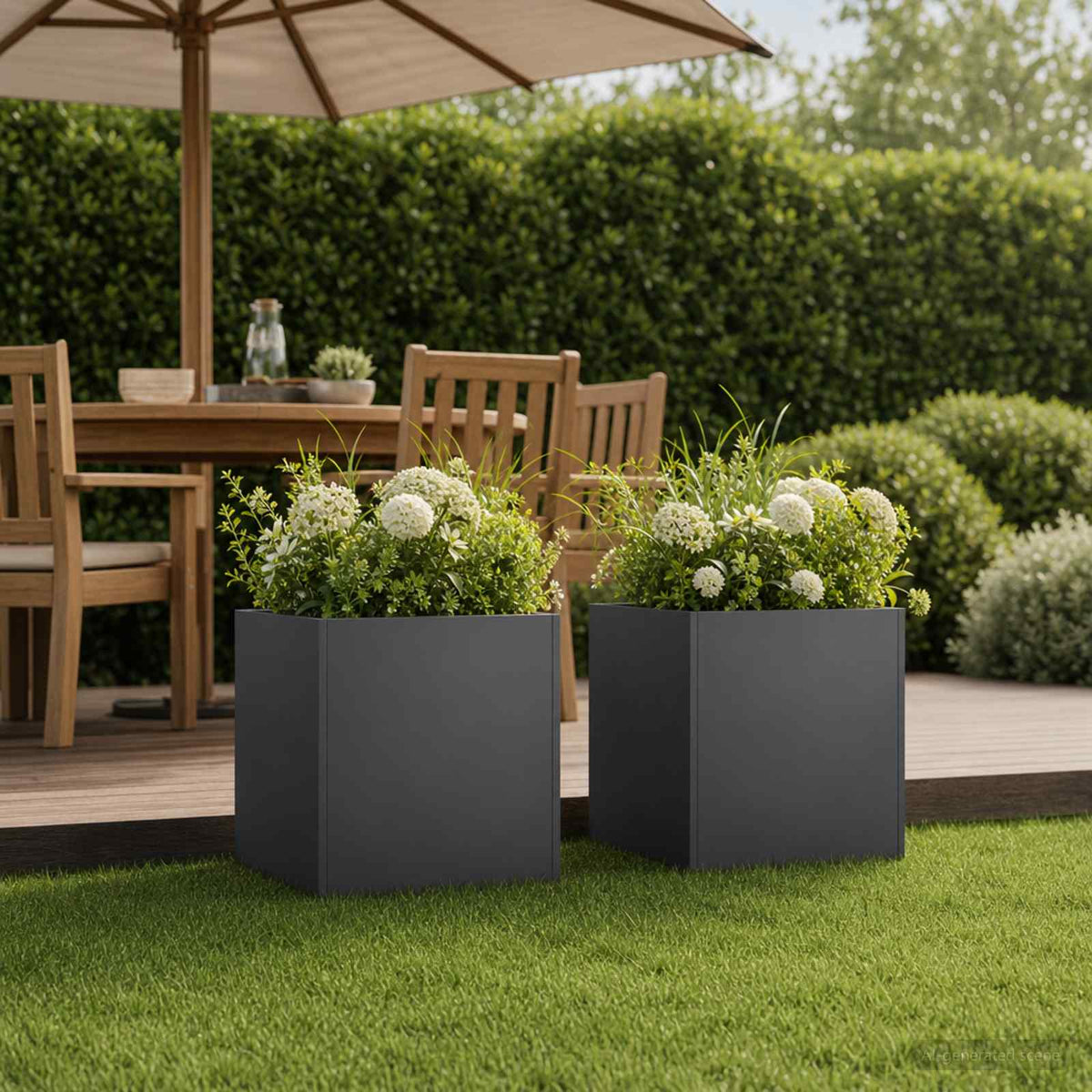 Plantenbak 2 st Zwart 25 x 25 x 25 cm Koudgewalst staal is nu te koop bij PeponiXL, paradijselijk wonen!
