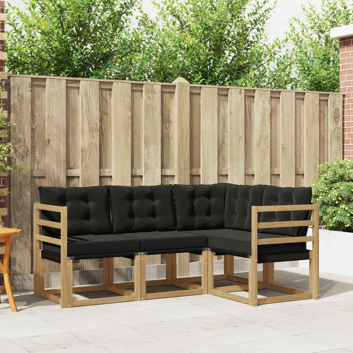 Buiten bankenset met kussen 4 pcs Wit en zwart is nu te koop bij PeponiXL, paradijselijk wonen!