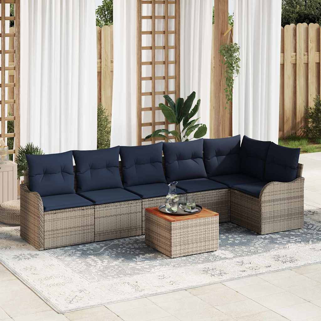 Tuinbankenset 7 st Grijs poly rattan is nu te koop bij PeponiXL, paradijselijk wonen!