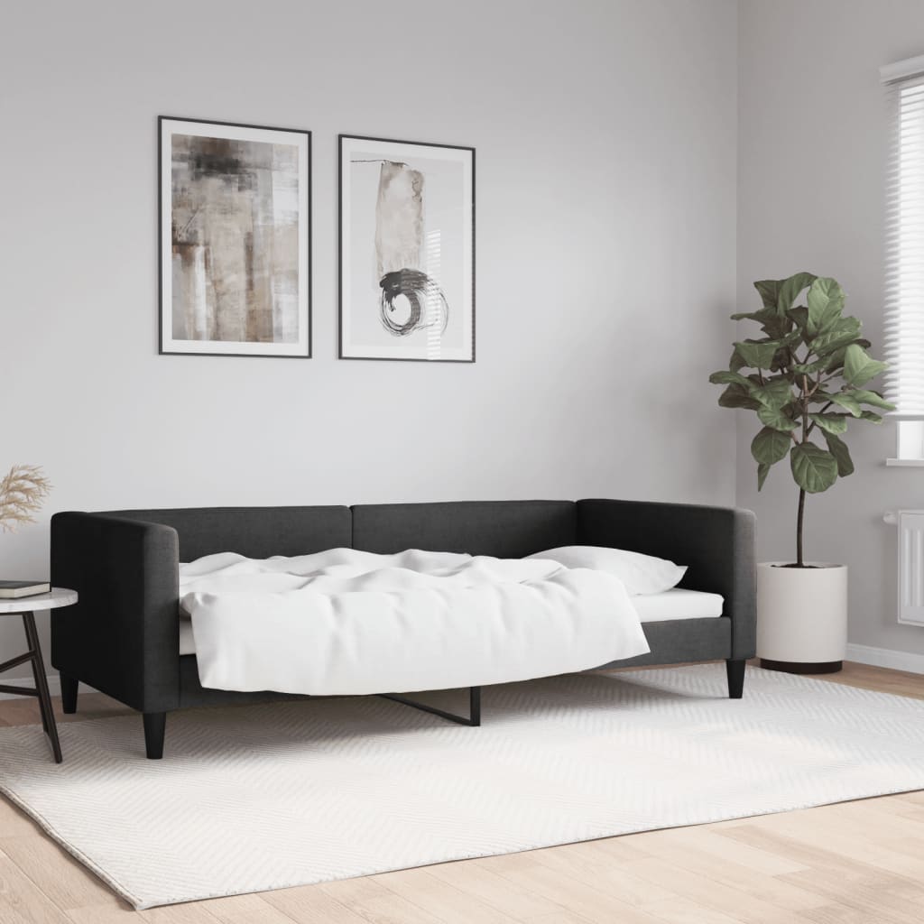 Slaapbank 90x190 cm stof zwart is nu te koop bij PeponiXL, paradijselijk wonen!