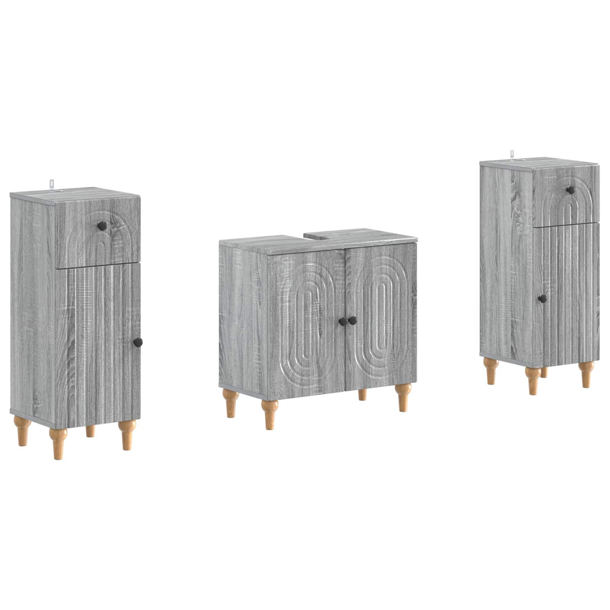 2-delige Badkamerkast Set ALKMAAR Grijs Sonoma Bewerkt hout is nu te koop bij PeponiXL, paradijselijk wonen!