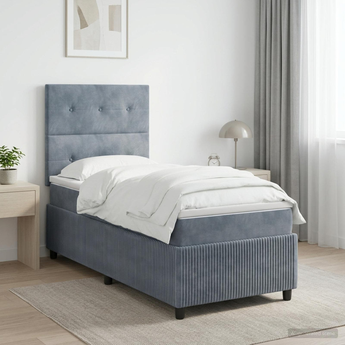 Boxspringbed met matras Donkergrijs 100 x 200 cm Fluweel is nu te koop bij PeponiXL, paradijselijk wonen!