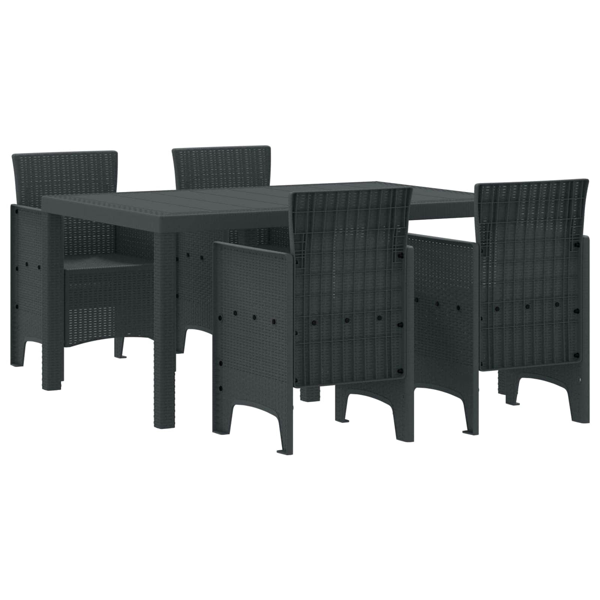 Tuin Eetset 5 pcs Antraciet Polt riet is nu te koop bij PeponiXL, paradijselijk wonen!