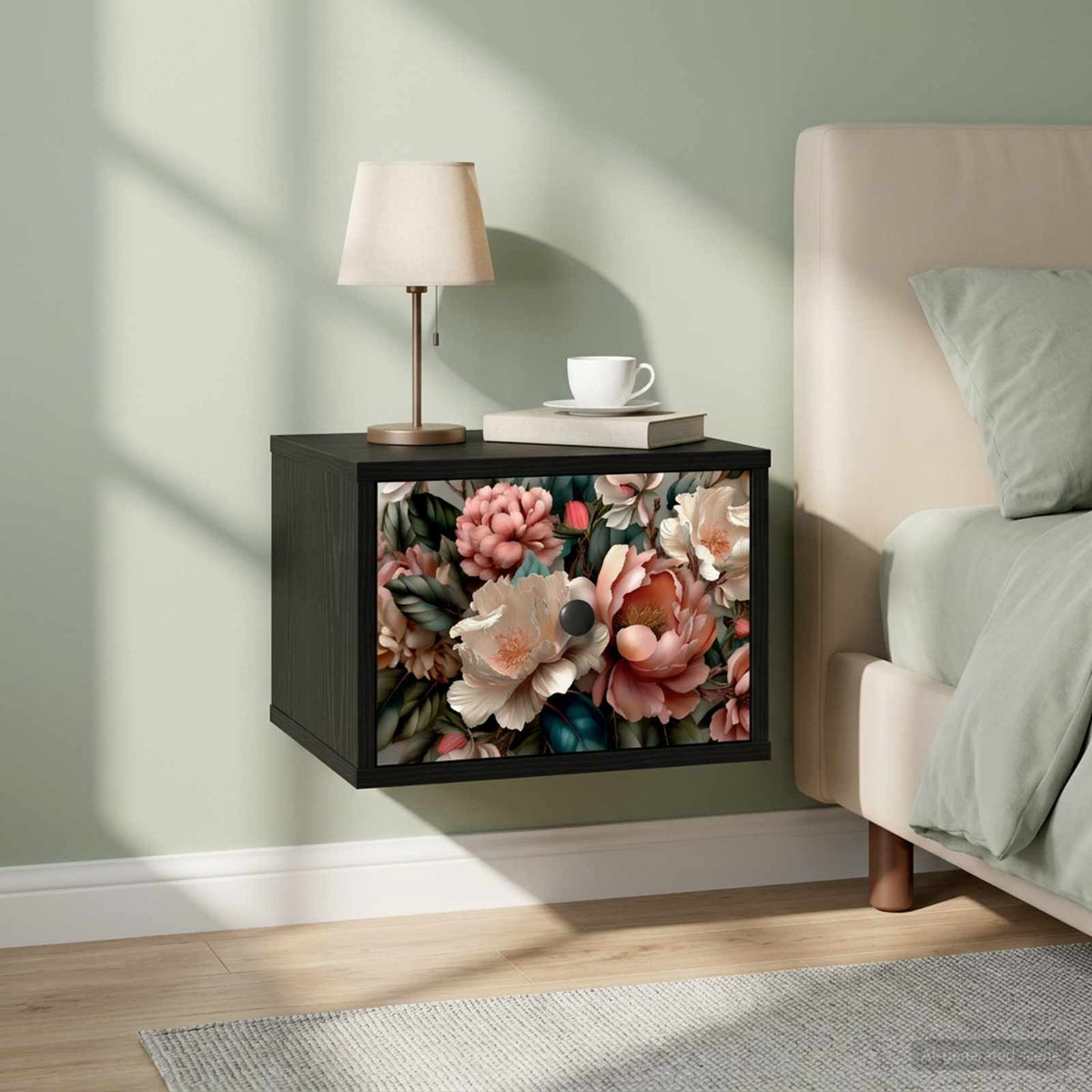 Wandkastje BORNE Zwart eiken 36 x 33 x 25 cm Bewerkt hout is nu te koop bij PeponiXL, paradijselijk wonen!