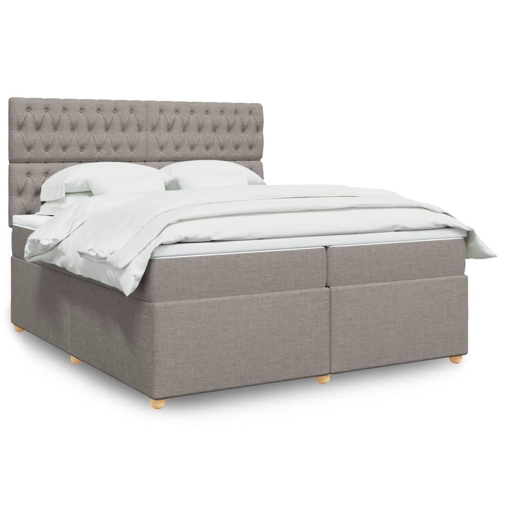 Boxspring met matras stof taupe 200x200 cm is nu te koop bij PeponiXL, paradijselijk wonen!