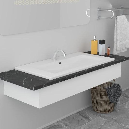 Inbouwwastafel 91x39,5x18,5 cm keramiek wit is nu te koop bij PeponiXL, paradijselijk wonen!
