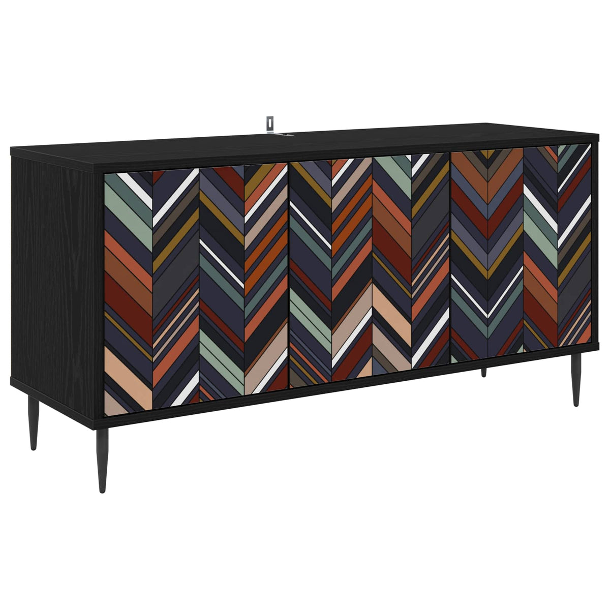 Tv-meubel OMMEN 102 x 33 x 51 cm Zwart eiken Bewerkt hout is nu te koop bij PeponiXL, paradijselijk wonen!