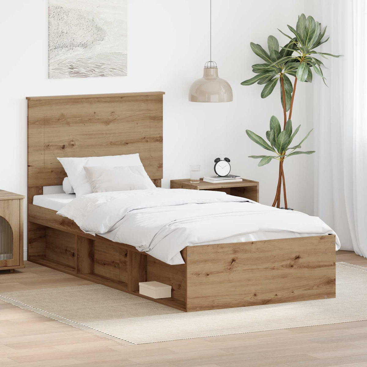 Bedframe Ambachtelijk eiken 90 x 190 cm Massief grenenhout is nu te koop bij PeponiXL, paradijselijk wonen!