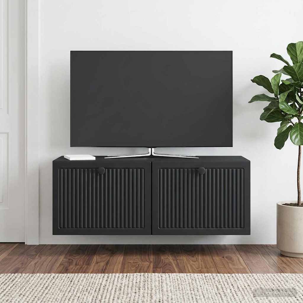 Wandbeugel TV-kast Zwart 78,5 x 31 x 30 cm Bewerkt hout is nu te koop bij PeponiXL, paradijselijk wonen!