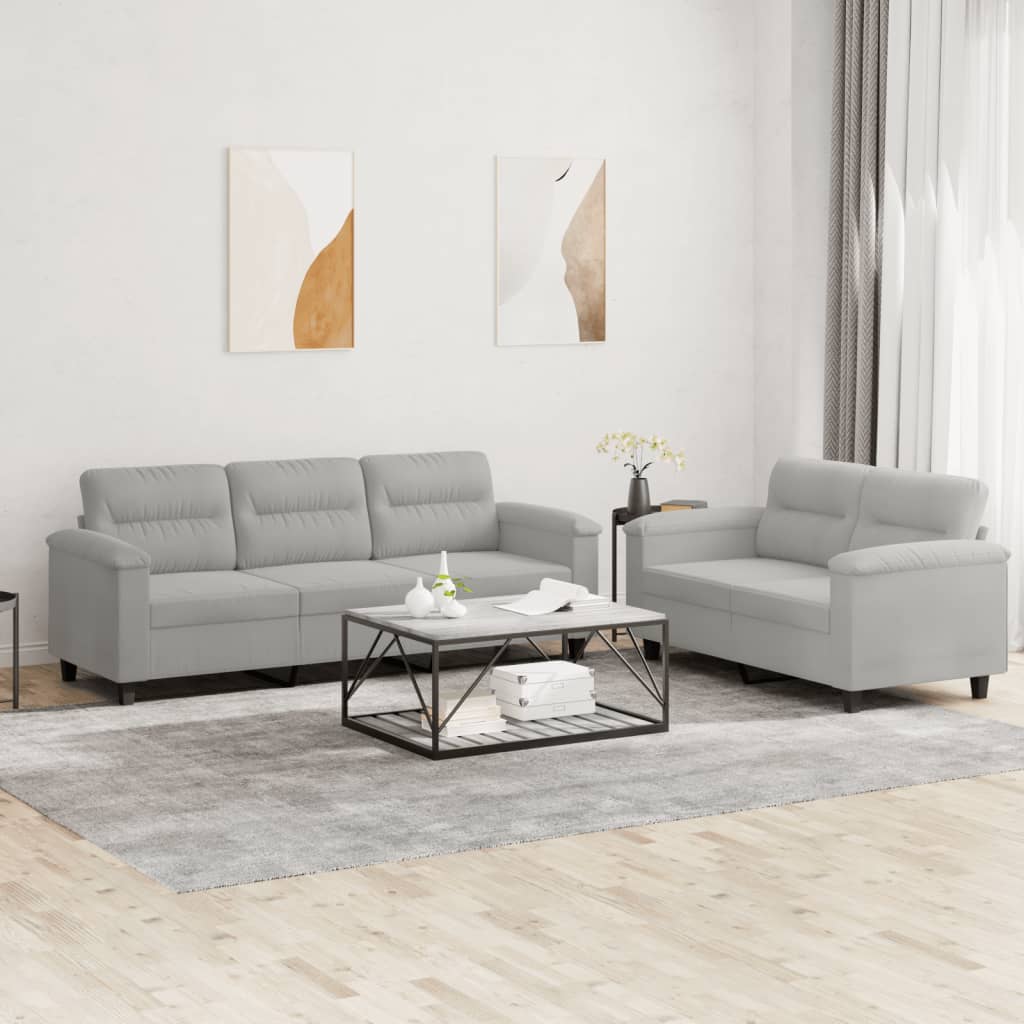 2-delige Loungeset met kussens microvezelstof lichtgrijs is nu te koop bij PeponiXL, paradijselijk wonen!