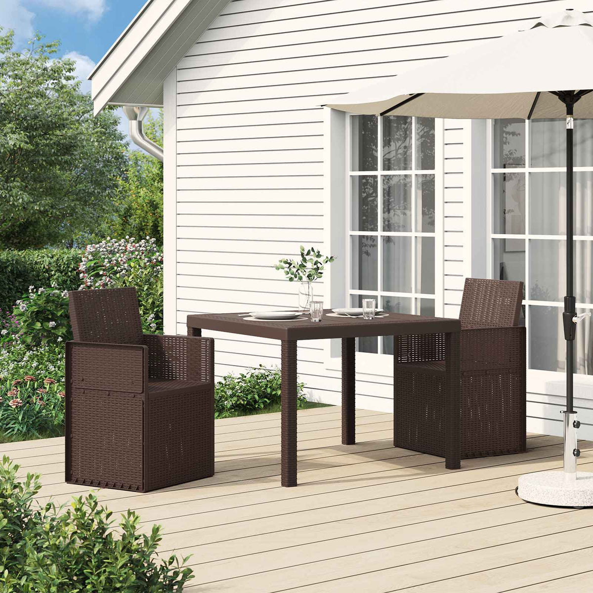 Tuin Eetstoelen 2 pcs Bruin PP is nu te koop bij PeponiXL, paradijselijk wonen!