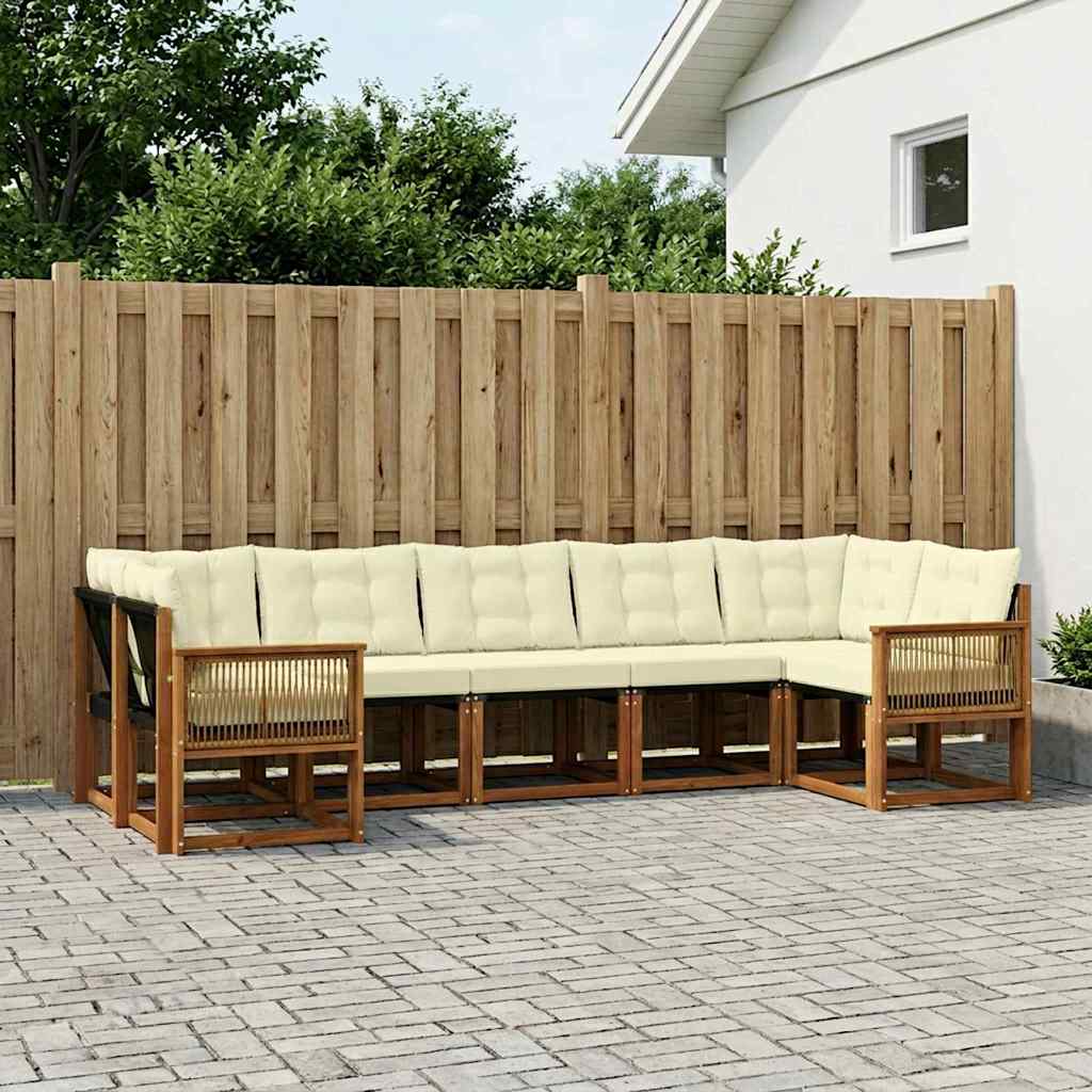 Buiten bankenset met kussen 7 pcs Natuurlijk en Crème is nu te koop bij PeponiXL, paradijselijk wonen!