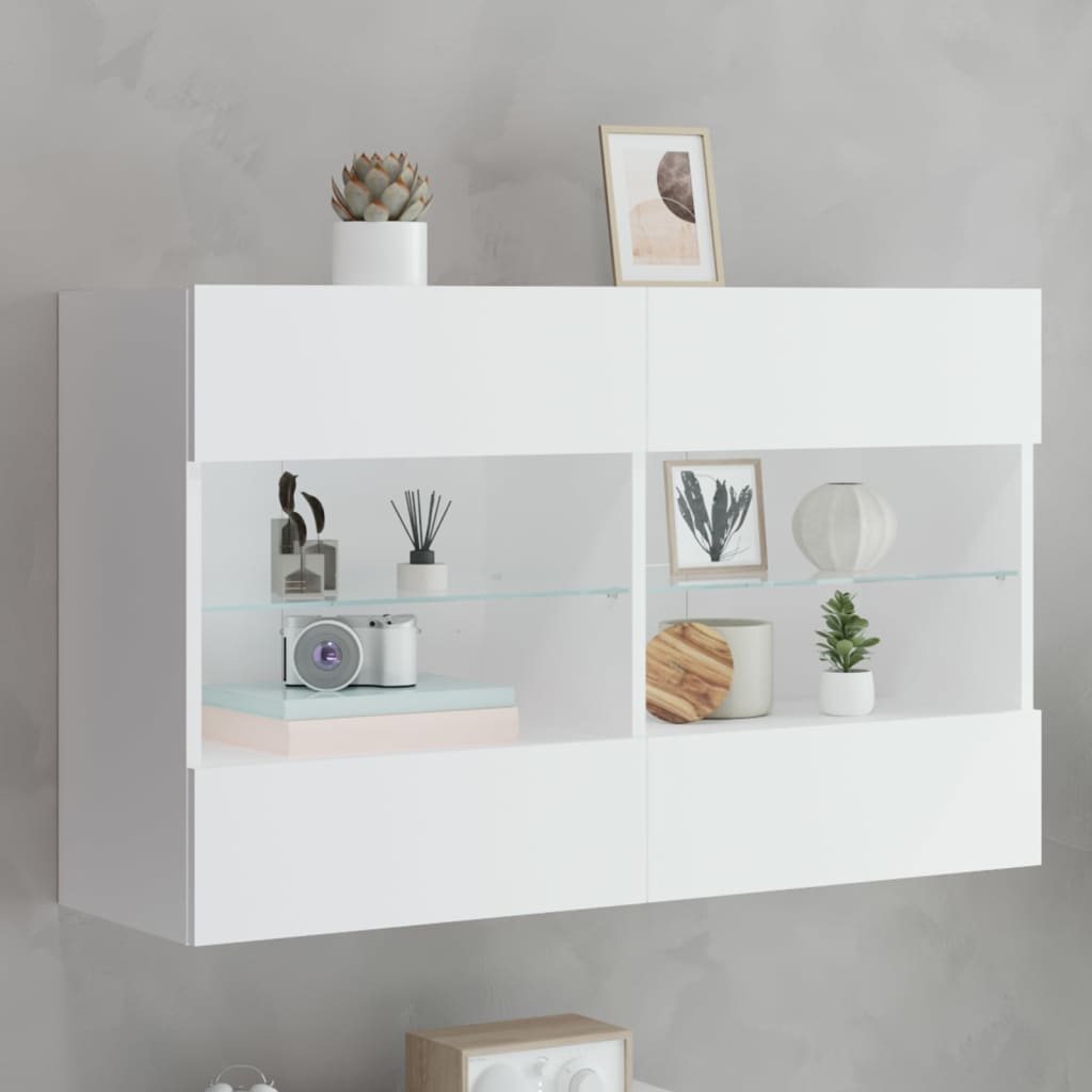 Tv-wandmeubel met LED-verlichting 98,5x30x60,5 cm wit is nu te koop bij PeponiXL, paradijselijk wonen!