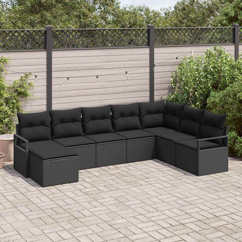 Bankstel met kussen 8 pcs Zwart poly rattan is nu te koop bij PeponiXL, paradijselijk wonen!