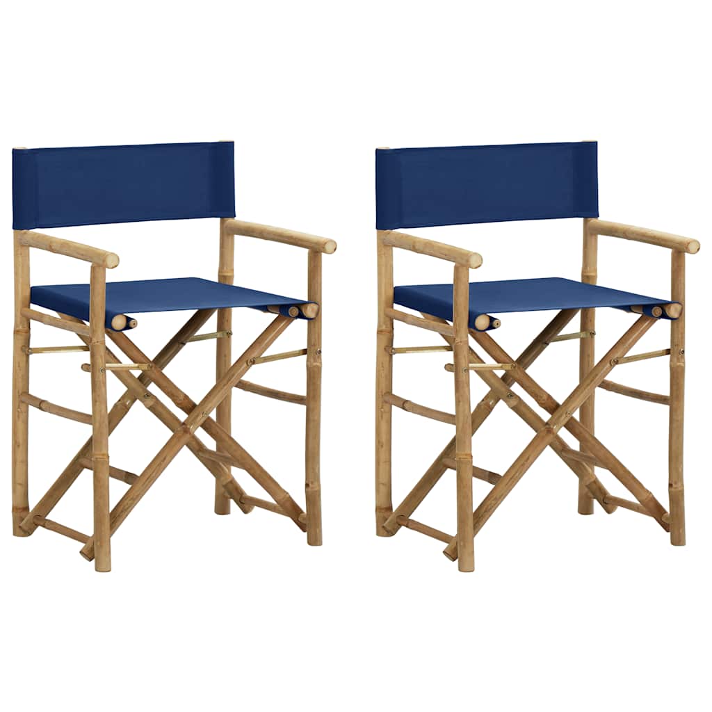 Regisseursstoelen 2 st inklapbaar blauw bamboe en stof is nu te koop bij PeponiXL, paradijselijk wonen!