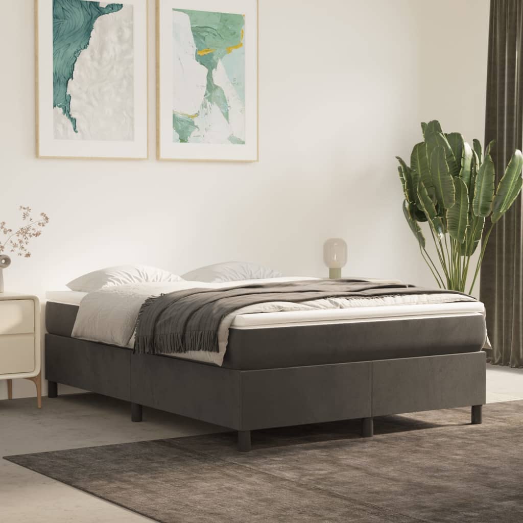 Boxspring met matras fluweel donkergrijs 140x200 cm is nu te koop bij PeponiXL, paradijselijk wonen!
