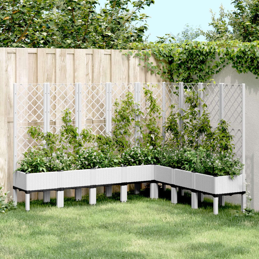 Plantenbak met latwerk 200x160x142 cm polypropeen wit is nu te koop bij PeponiXL, paradijselijk wonen!